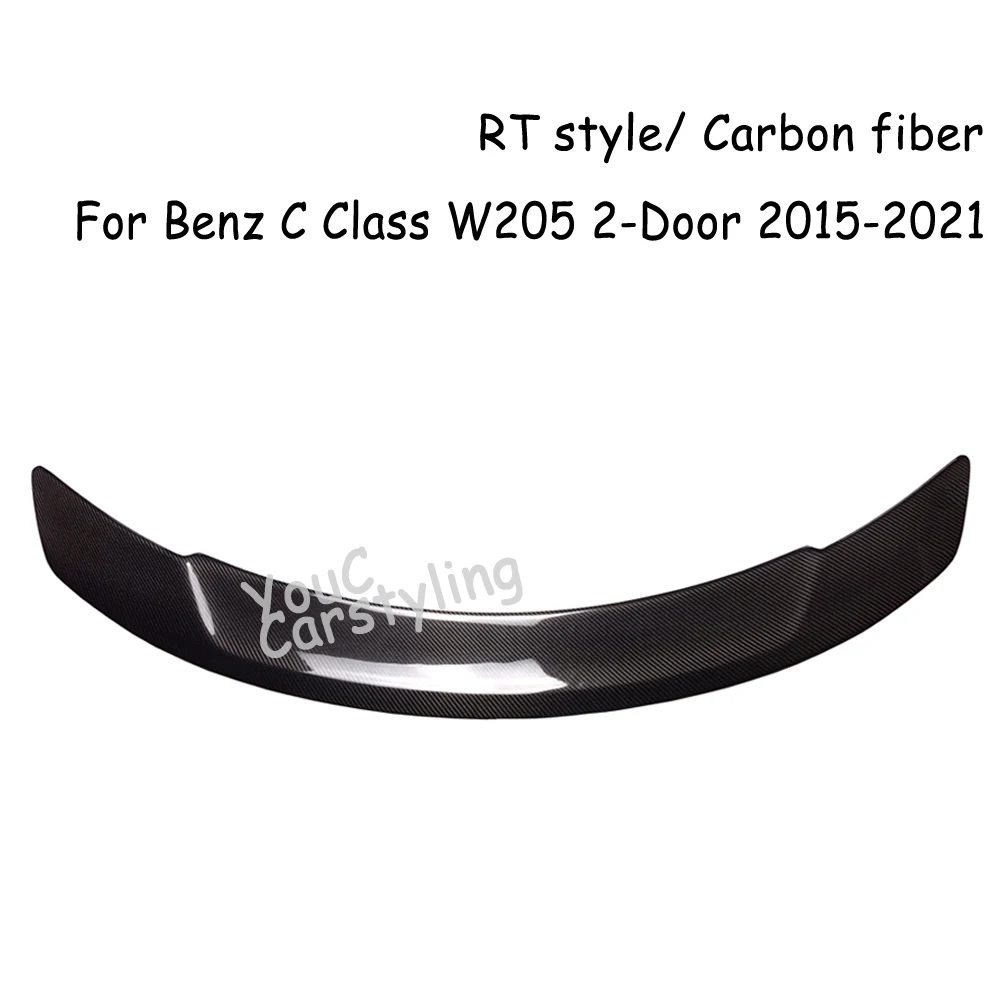 W205 RT Style Real Carbon Fiber Spoiler Trunk Boot Lip for Mercedes C W205 2-door Coupe C180 C200 C250 C300 C350 C400 2015-2021