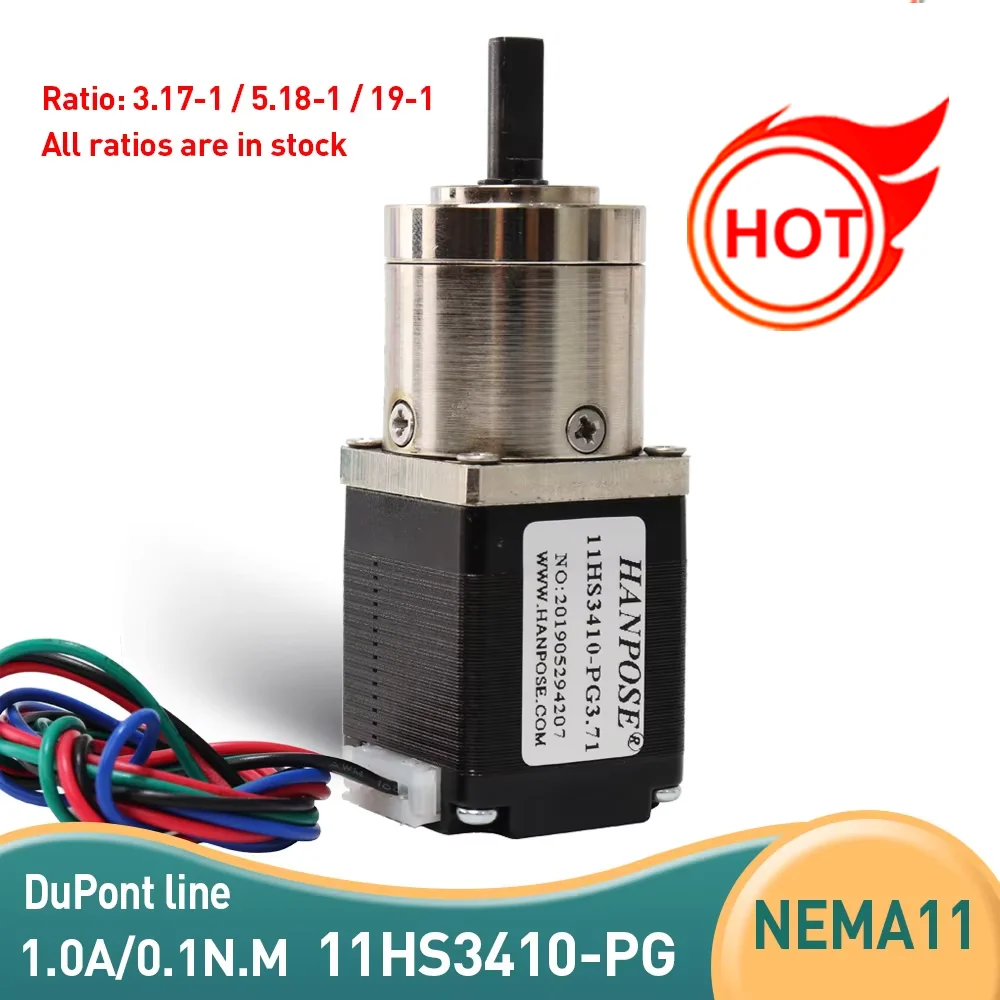 Nema 11 11HS3401-PGStepper Motor 5:1 Planetary Gearbox High Torque Nema11 Geared Stepper Motor 1.0A DIY CNC 3D Printer