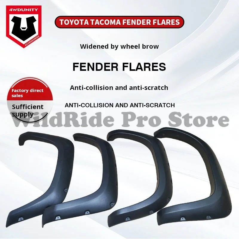 

Для Toyota Tacoma 2016-2020 сверхмощные текстурированные расширители крыльев из АБС-пластика | Прямые удлинители колесной арки с болтовым приводом