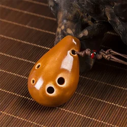 Small Flute Color Clay Ocarina Mini Wind Instrument 6 Holes Portable Whistle With Lanyard For Children Soprano Music Lovers