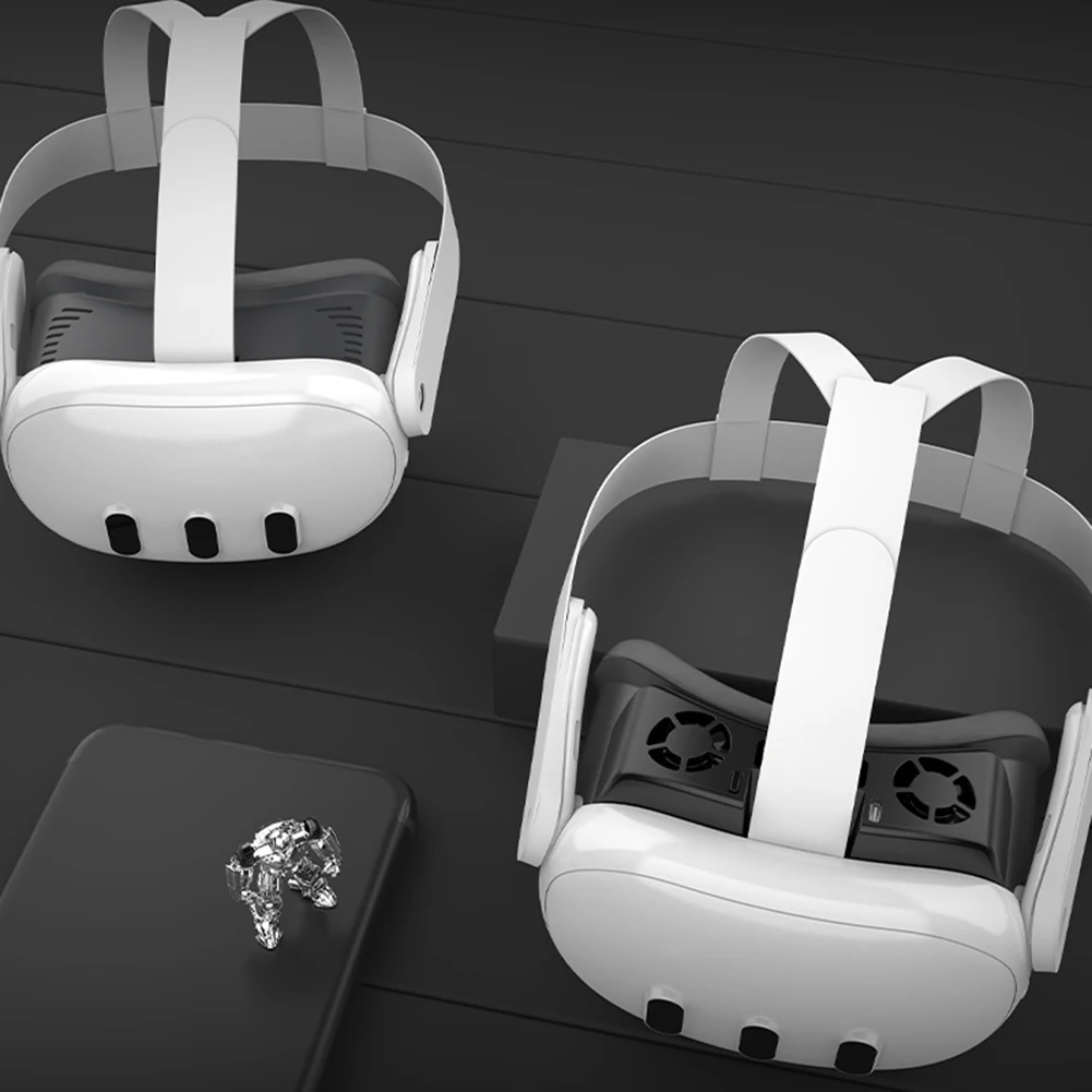 غطاء وجه مروحة التبريد مع RGB لـ Meta Quest 3 VR واجهة الوجه المبرد قناع رائع قابل لإعادة الشحن مع وسادة أنف مضادة للتسرب