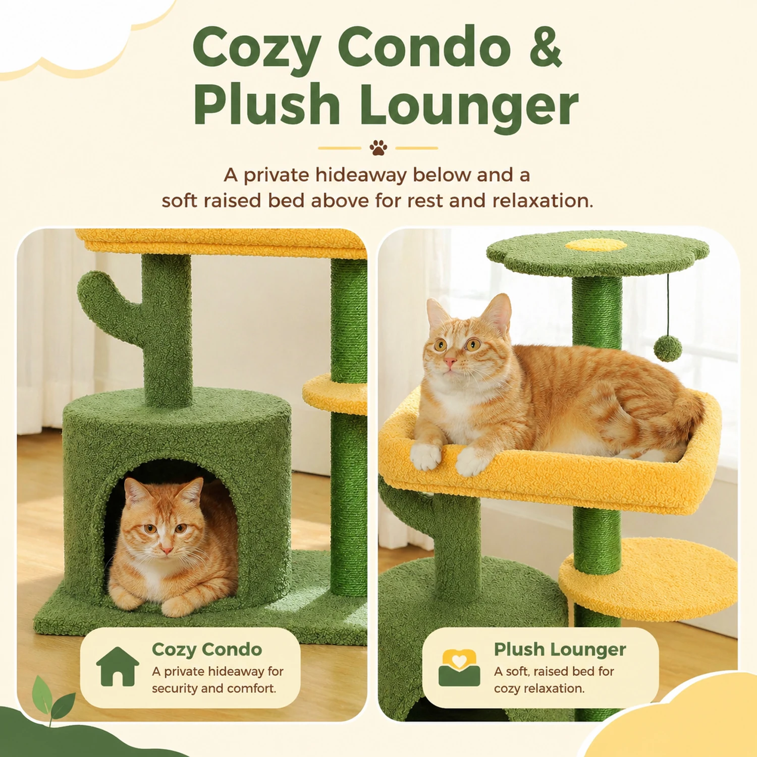 Árbol para gatos de interior con postes rascadores y plataformas - imagen 2