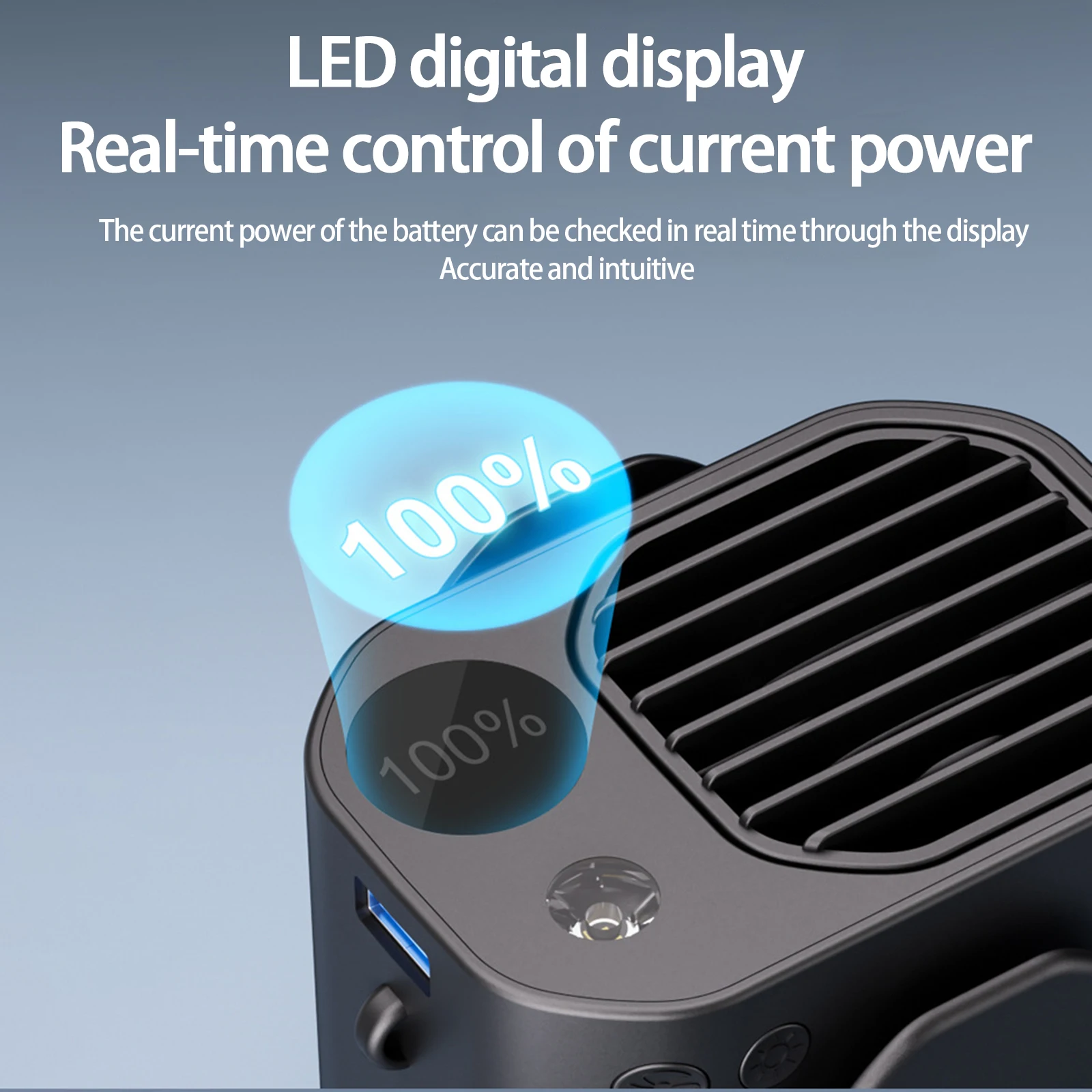 Kipas pinggang Meja 3 kecepatan, kipas gantung Bank daya dapat diatur, kipas pendingin meja untuk kantor luar ruangan berkebun Backpacking bekerja