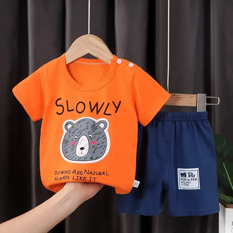 Children's Cotton Outfits | Boys T Shirt + Shorts Set | Summer Toddler Costume | Kids Clothing Girls Suits