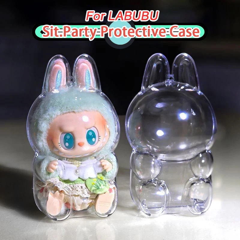 Labubu-Protecteur de stockage de monstres, boîte d'affichage, poupées en peluche macaron, étui anti-poussière transparent, housse de protection, cadeaux pour enfants, nouveau produit