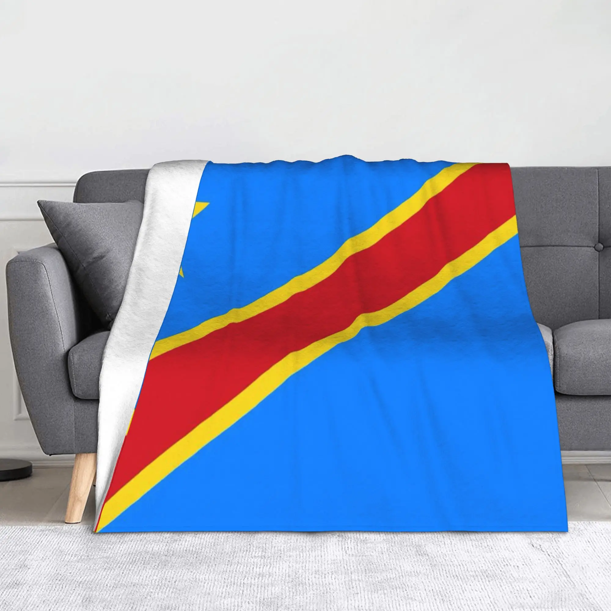 Democratic Republic Congo Flag Congolese African Throw Blanket for Couch  Soft Cozy Plush Blanket Bedspreads