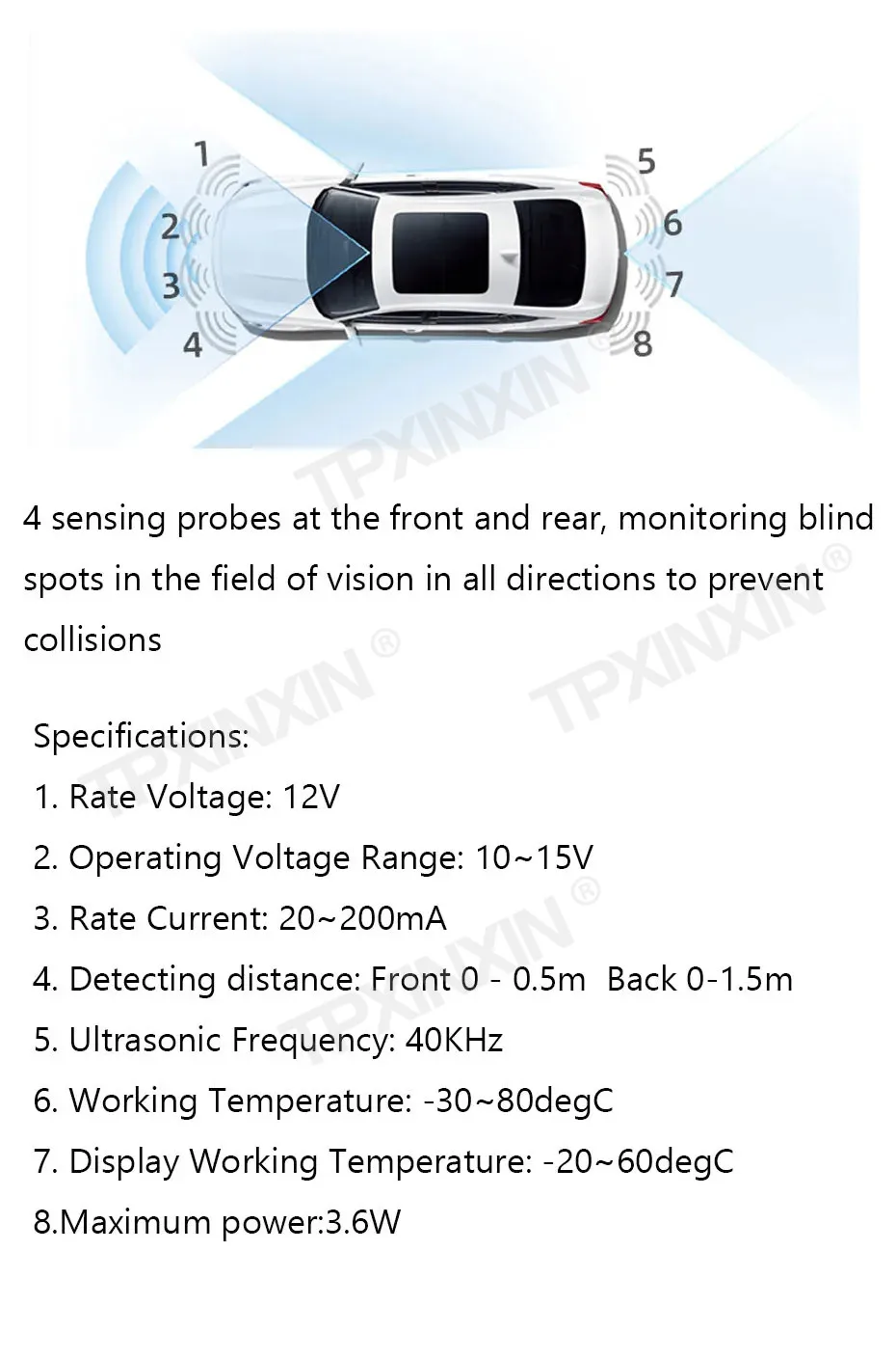 Android navigation Car Parking Sensor Kit Reverse Backup Radar Sound Alert Indicator Probe System 4 Probe Beep Sensor