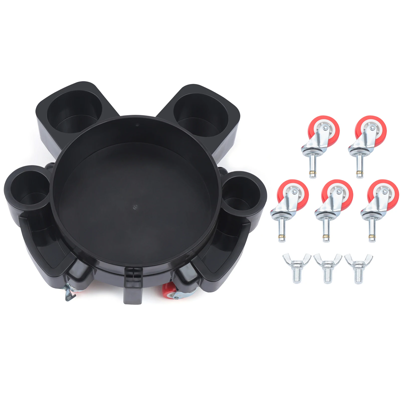 Black Bucket Dolly Wash Professional Bucket Dolly with Wheel Casters Car Wash Dolly with  Five Pulleys Rotate 360 Degrees view 6