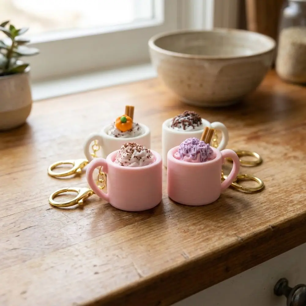 3D Printed Artificial Sundae Mug Clicker Mug Shaped Click Sound Simulated Ice Cream Fidget Keychain Coffee Cup Mechanical Click