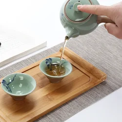 1 Stuk Handgeschilderde Open Plak Ijs Gebarsten Ruwe Aardewerkbeker, Japanse Meester Groen Glazuur Lotus Theekop, Kungfu Theeservies