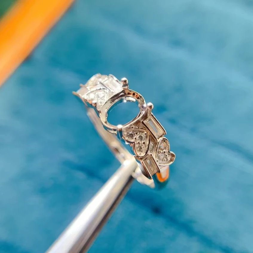 

Wholesale Price Antique Look Silver Ring Setting for Jewelry Shop 5mm*7mm Oval Gemstone Ring Setting with 18K Gold Plating
