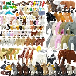MOC Animal City Zoo Building Blocks Farm Accessories Panda Sheep Pig Chick Pet Dog Dolphin Turtle Mini Bricks Kids Assembly Toys