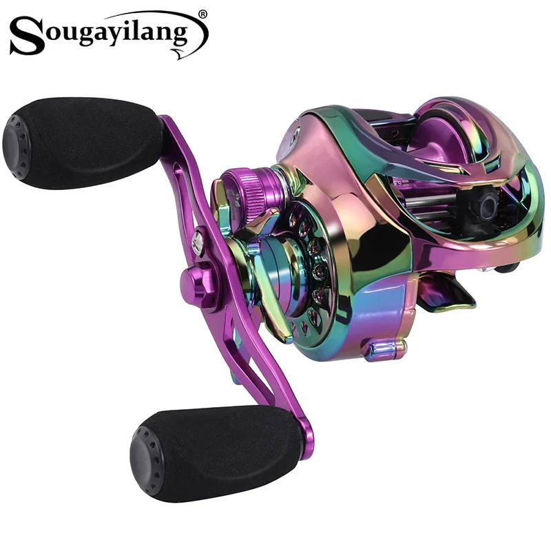 Sougayilang Multicolour Baitcasting Fishing Reel Super Light Magnetic Brake System Reel Max Drag 8KG for Freshwater Carp Fishing