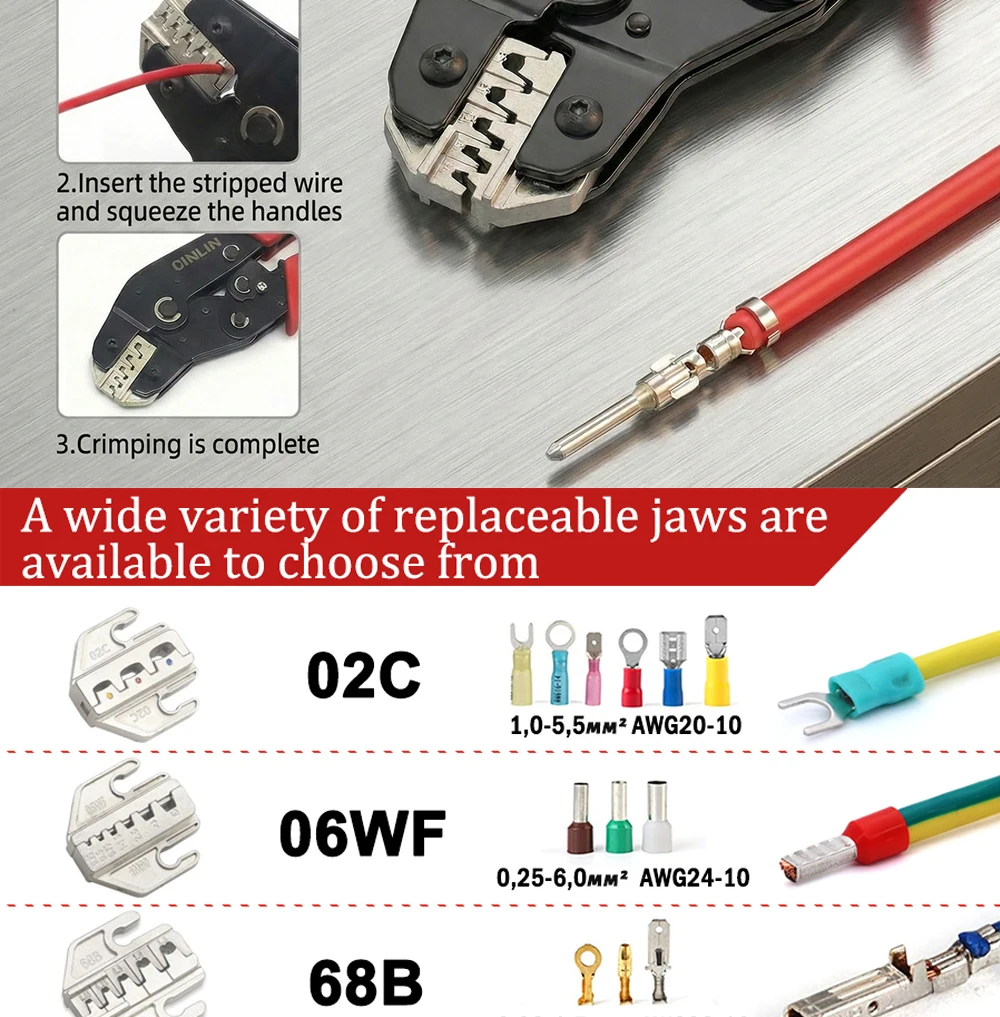 CLN-68B 0,08-1,5mm² Offene Kabelschuhzange (28-16AWG) für JST, DuPont, Molex, PH2.0 XH2.54 3.96 4.2mm Rastermaß – Detail 7