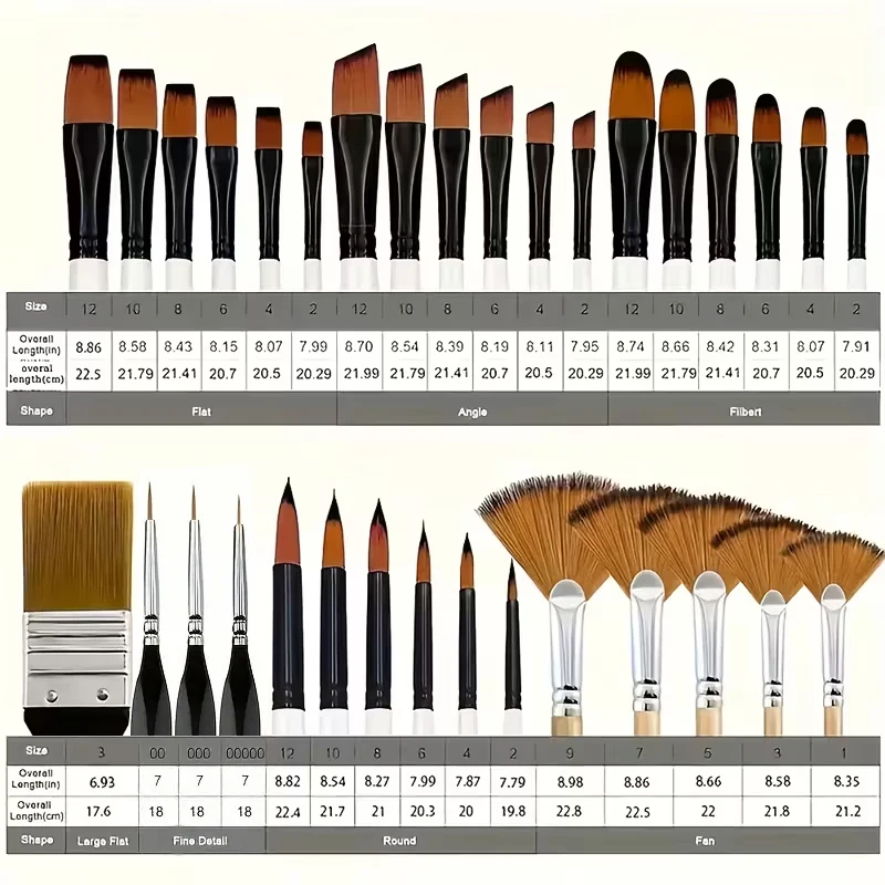 33/41pcs multifunctional brush set, including circular, angular, flat, fan-shaped, and detail brushes - suitable for beginners