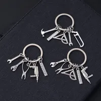 Mini Screwdriver Wrench Straight Ruler Keychain Silver Metal Tool Pendant With Key Holder Men Father'S Day Birthday Teacher Gift