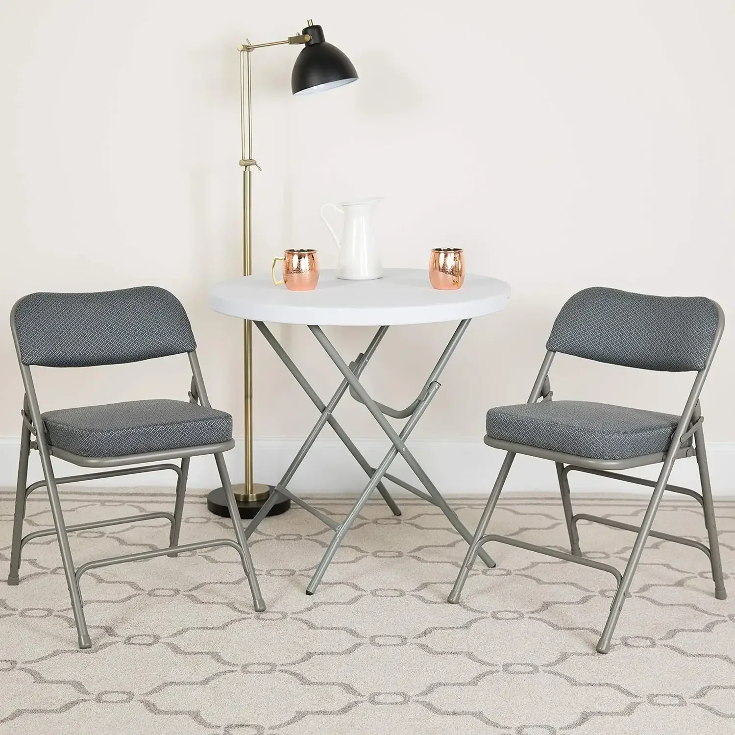 HERCULES Series Metal Folding Chairs with Padded Seats | Set of 4 Gray Metal Folding Chairs