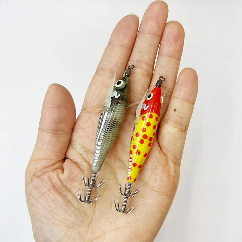 ShareShark 10 Stück/Box Leuchtendes horizontales Garnelen- und Tintenfischhaken-Hartköder-Set, geeignet für Meeresangeln auf Tintenfische und Oktopus. – Detail 10