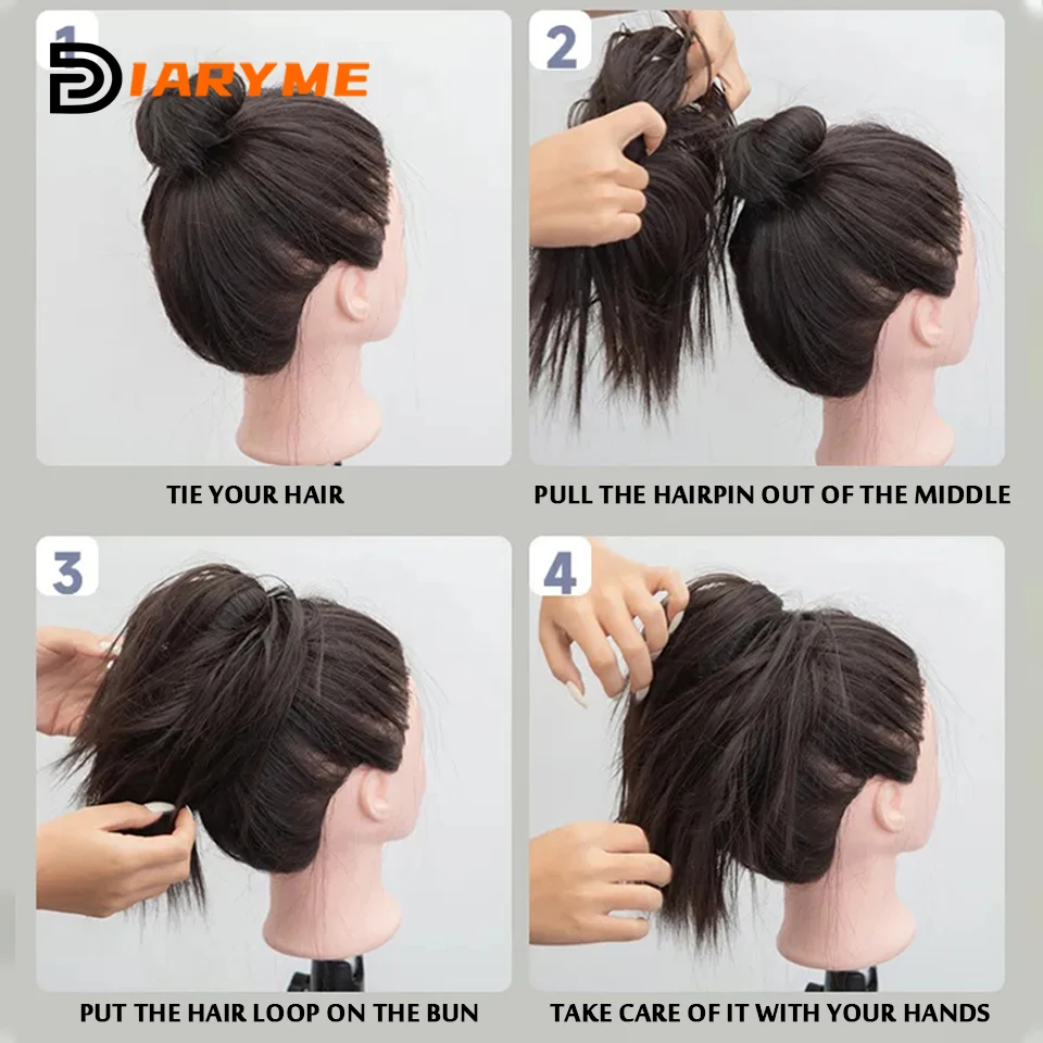 Synthetic Chignon Donut Updo Hairpieces For Women Hair Bun Extensions Messy Straight Elastic Hair Scrunchies Hairpiece Girls