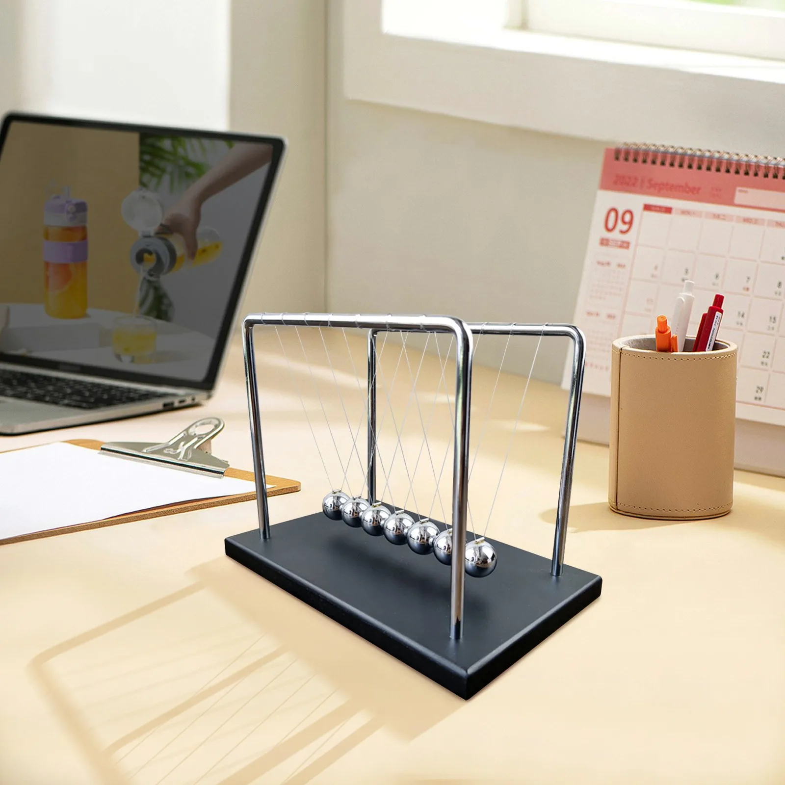 7 Balls Mechanic Curve Newton Pendulum Ball Metal Newton's Cradle Kids Enlightenment Gifts Stress Relief Desk Ornaments Decor view 5