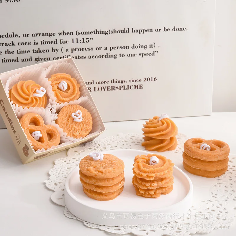 Creative Cookie Shaped Scented Candle，Home Decoration Ornament，Exquisite Wedding Birthday Holiday Gift Box Souvenir Present