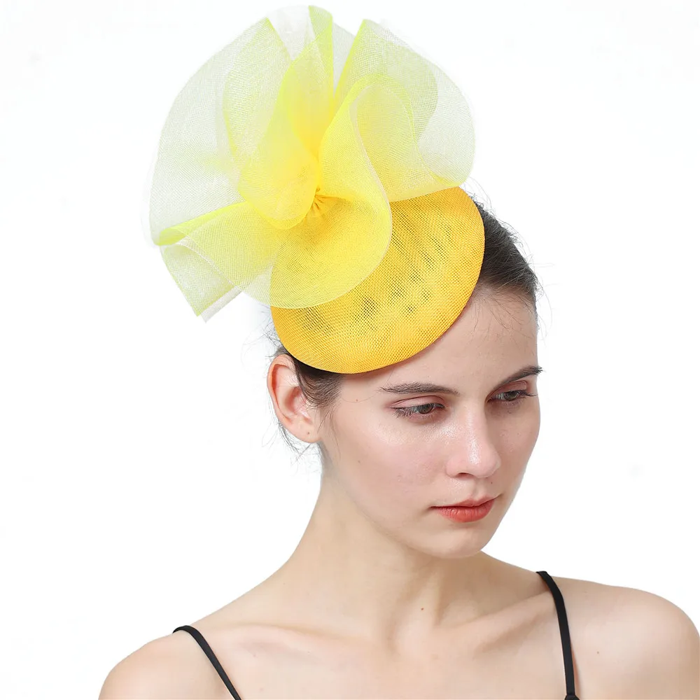 

Bride Wedding Fascinator Church Hats Hair Clip Fashion Mesh Nice Fascinators Women Party Wedding Chapeau Cap Married Hair Cap