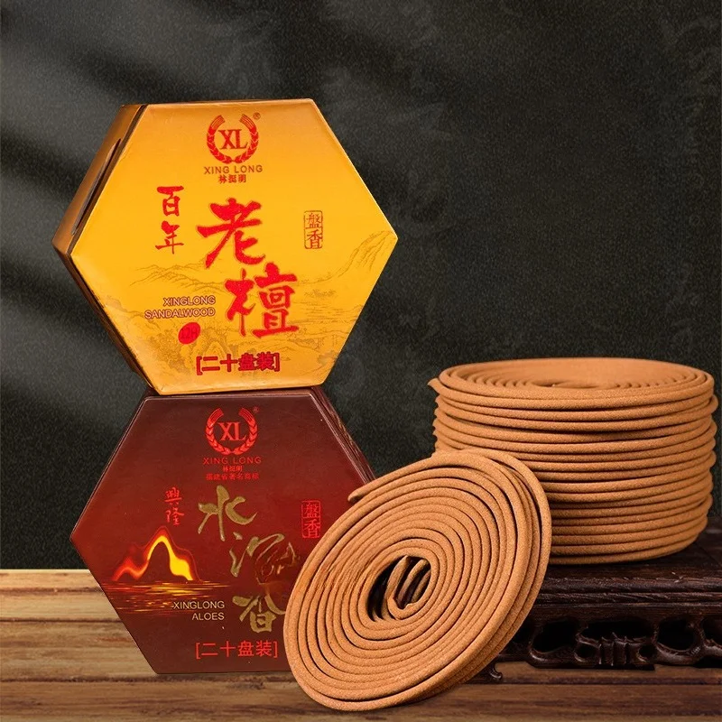 4 Hours Handmade Sandalwood Incense Coil Inside Room Household Meditation Promotes Sleep Removes Odors Calms Mind Purifies Air