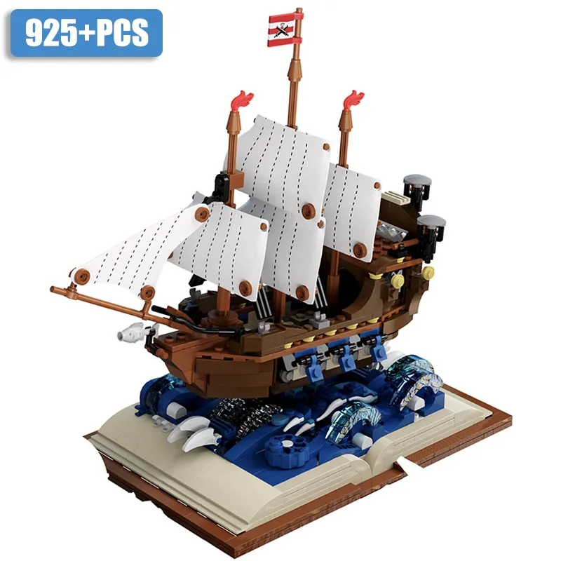 

City 925pcs Retro Warship Magic Book Building Blocks Classic Pirate Ship DIY Boat Imperial Battleships Bricks Toys For Children