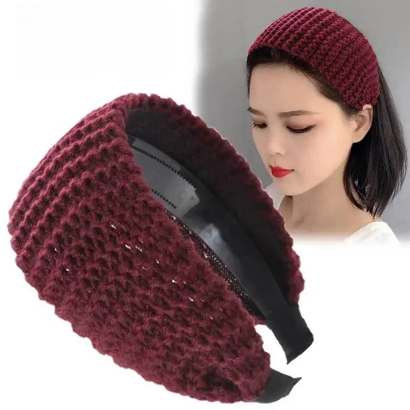 Knitted Wool Headband Age-Reducing Hair Band Wide Edge Toothed Face Washing Barrettes Hair accessories for Women Diademas