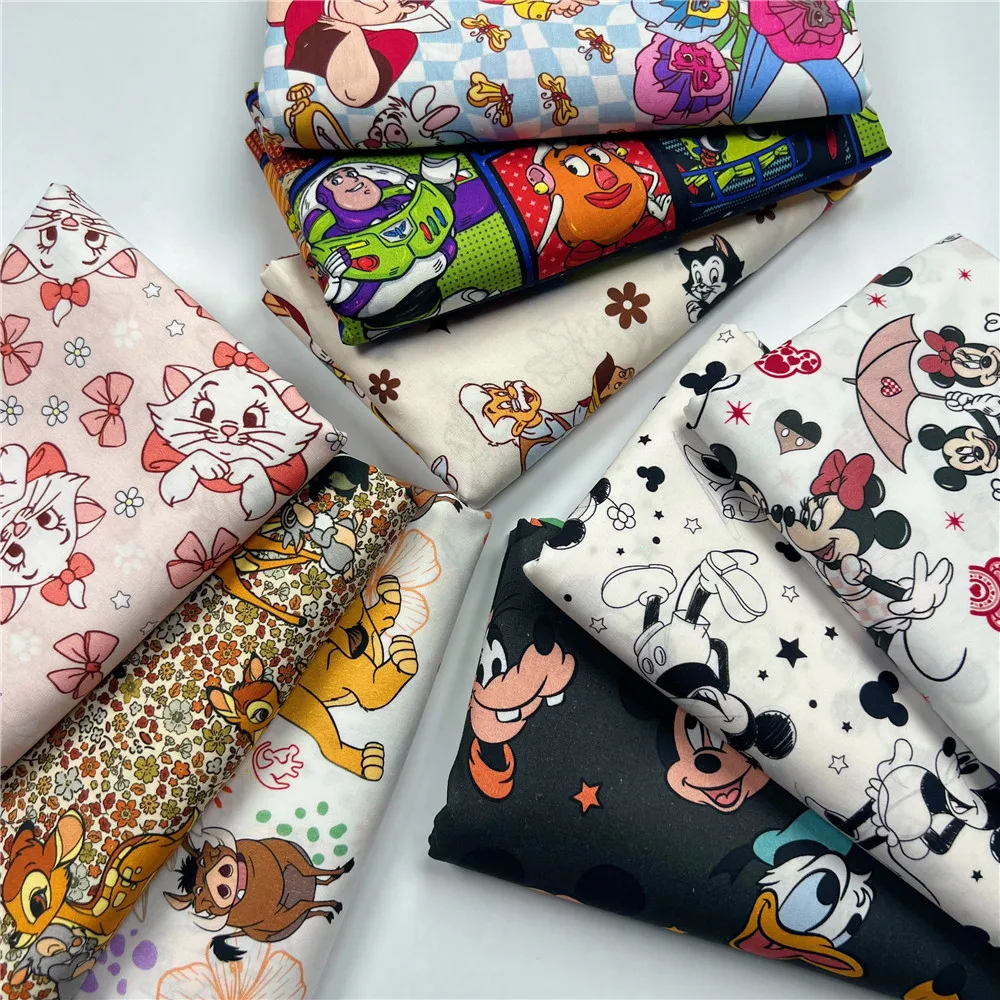 45*145cm Disney Alice MICKEY Mouse poplin Handmade Sewing Patchwork Quilting Baby Dress Home Printed Fabric Sewing Fabric