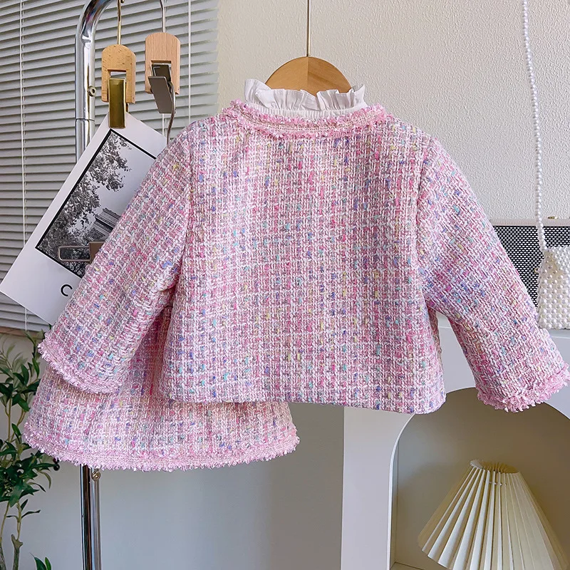 Girls Clothes Sets 2025 Autumn Spring Suits for Kids Fashion Pink Girl Coat+skirt 2pcs Sets Children Outfits Sets Baby Clothing