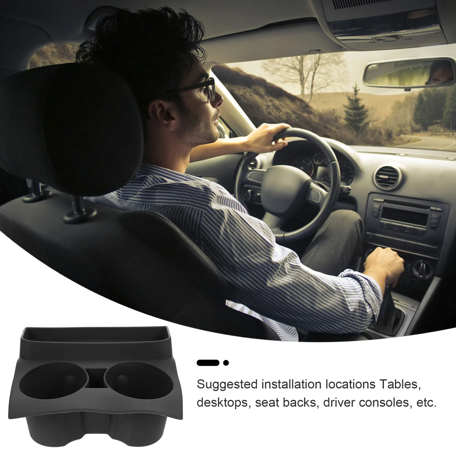 

Water Cup Limiter Silicone Tray for Y Center Console Holder Gray Non Slip Car Storage Organizers Cup Holders