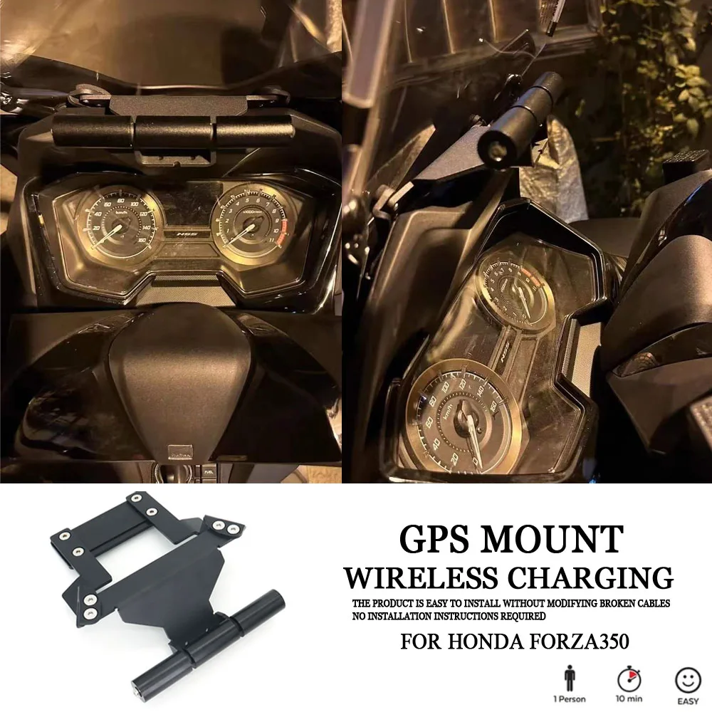 NEW For Honda Forza350 FORZA 350 Motorcycle GPS Mobile Phone Navigation Bracket USB & Wireless Charger Holder Mount Stand