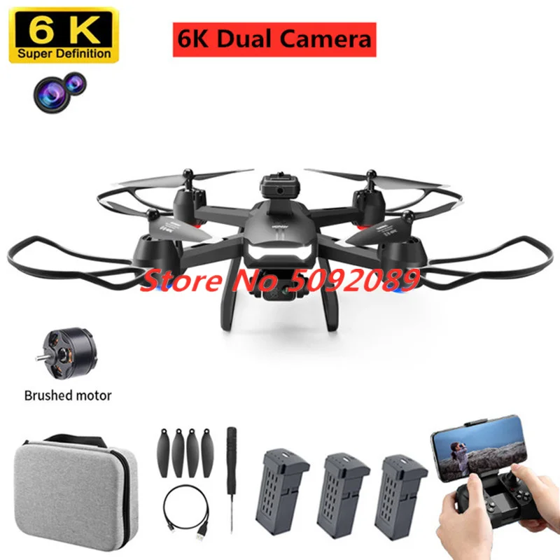 6K Dual Camera Drone 360° Obstacle Avoidance Quadcopter Option Flow Hovering Remote Control Drone 200m Distance Aricraft Boy toy