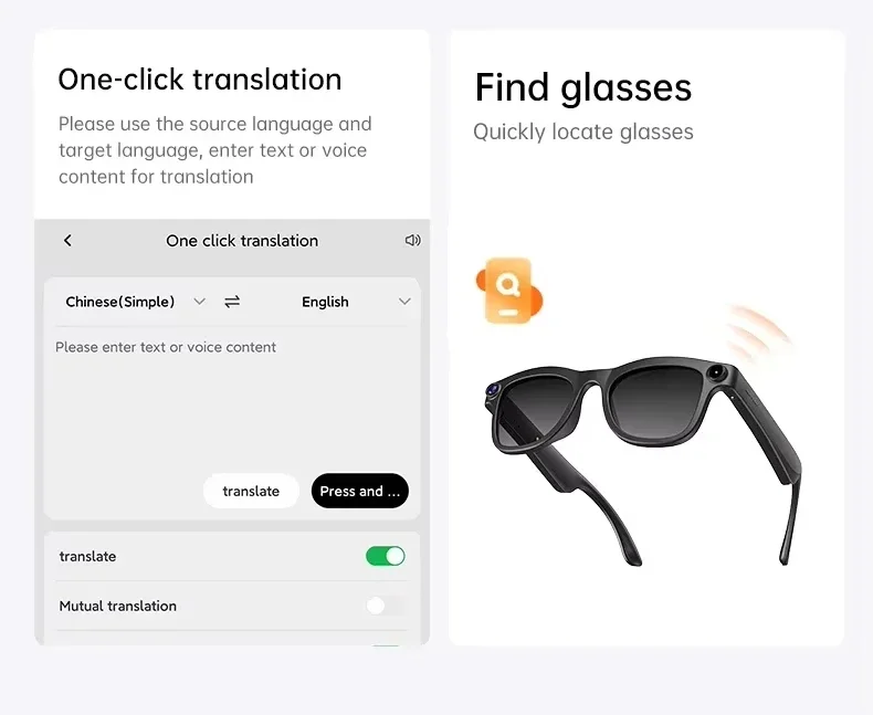 Lenovo AI Record Smart Glasses 2400W HD-Kamera Bluetooth-Brille KI-Sprachübersetzung Anruffunktion Sprachassistent Erwachsenen-Sonnenbrille – Detail 12