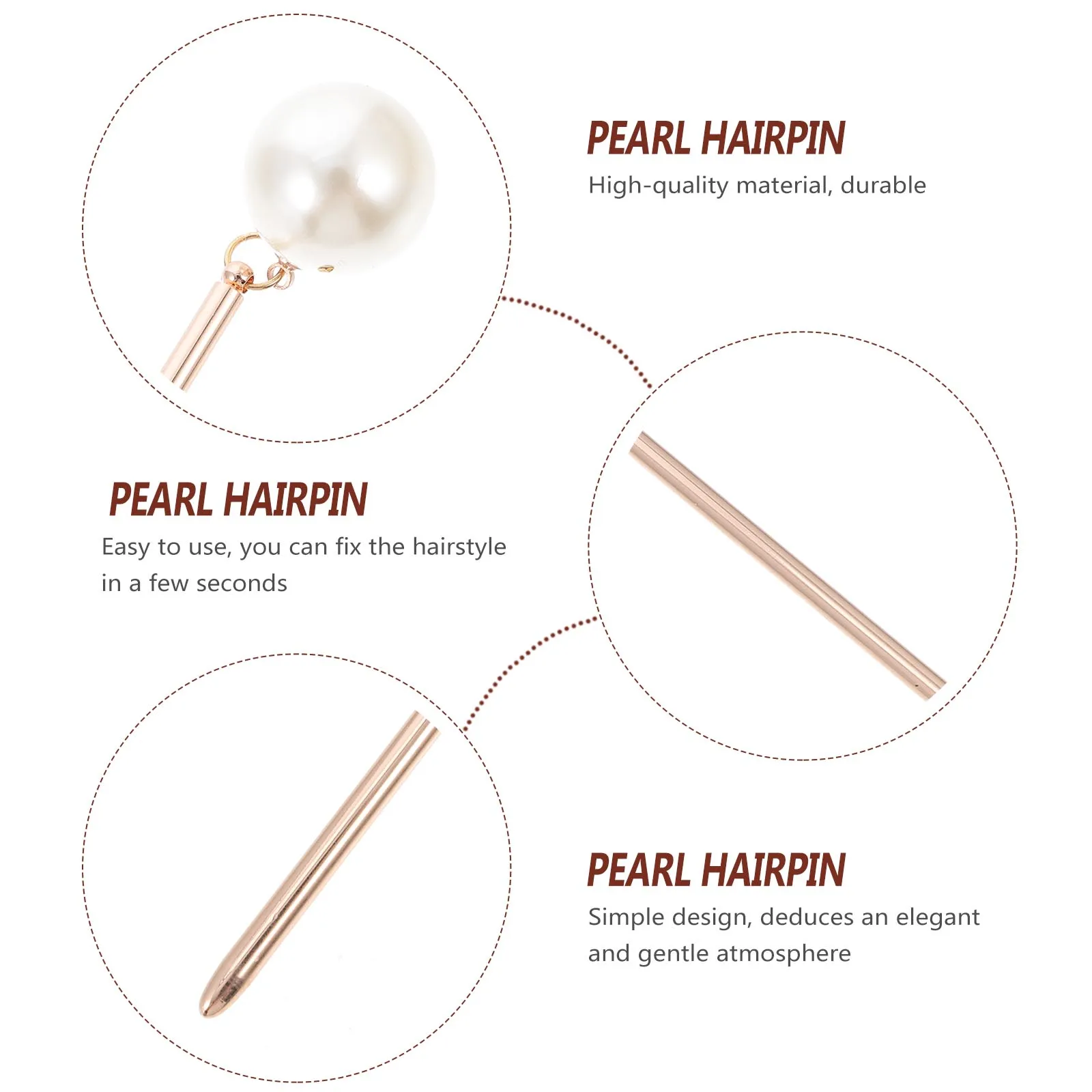 

3pcs Pearl Hairpin Smooth Lightweight Decorative Bun Hairpins Imitation Accessories For Women Long Hair Hairstyles Styling