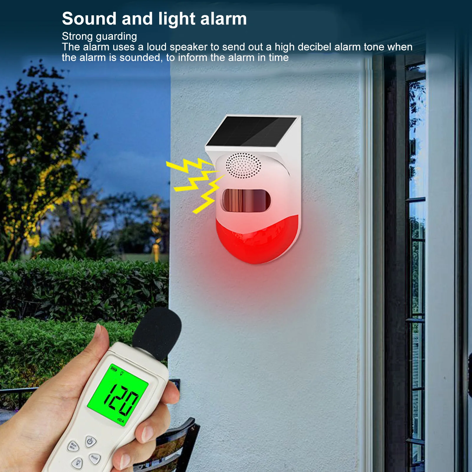 Outdoor Lighting Wireless - Solarbetriebener Sicherheitsalarm, Solar-Bewegungsmelder für den Außenbereich,
