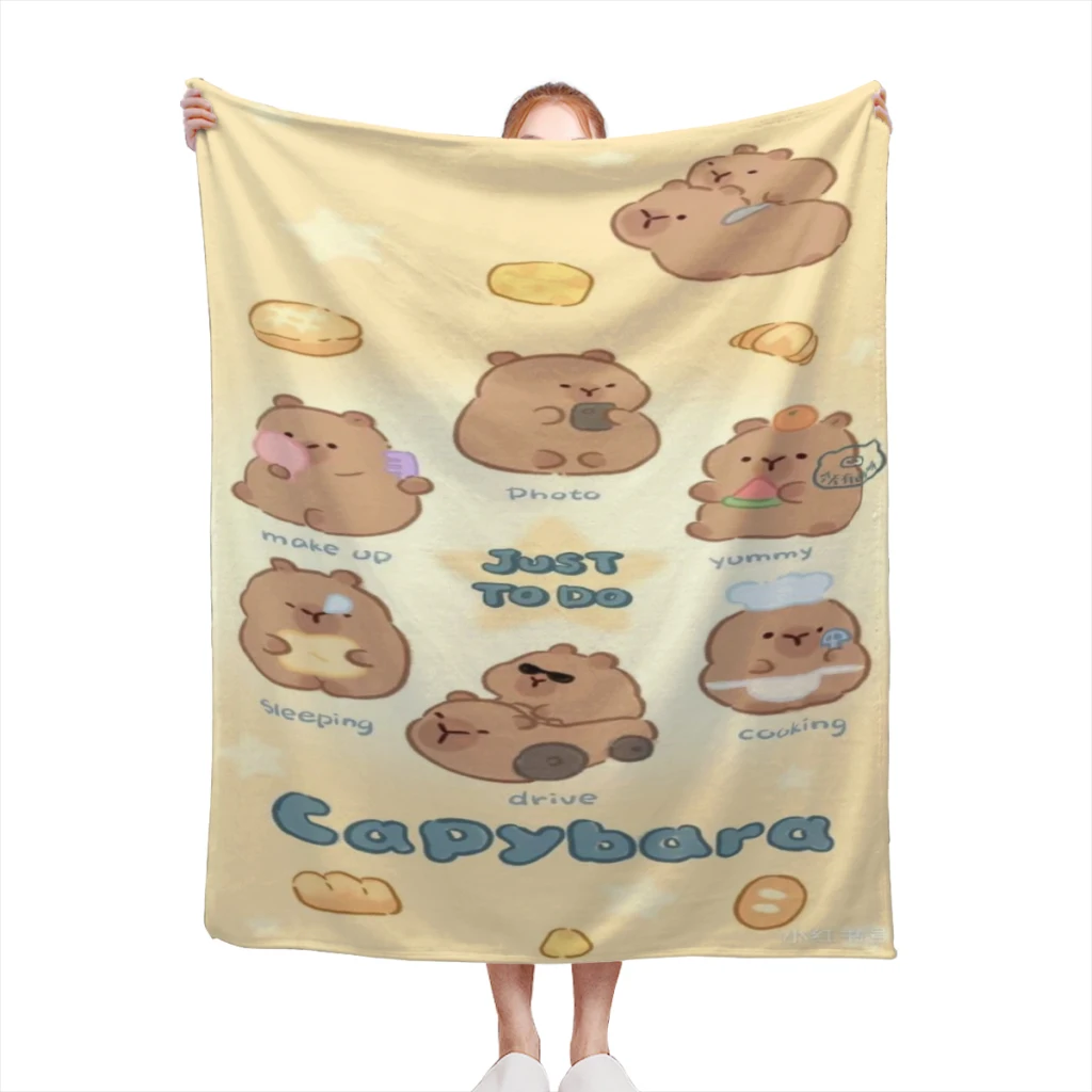 

Capybara Comfortable Flanne Blanket Soft comforter sets throw for Couch Warm Flannel Blankets Bedroom Décor