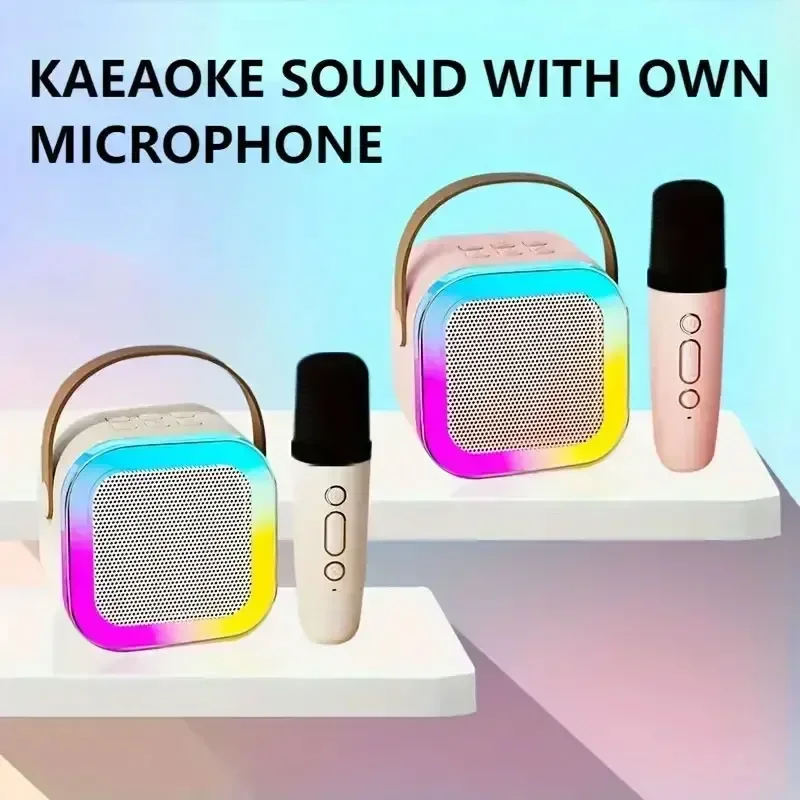 Karaoke K12 Machine Portable Bluetooth 5.3 PA Speaker System with 1-2 Wireless Microphones Home Family Singing Children's Gifts