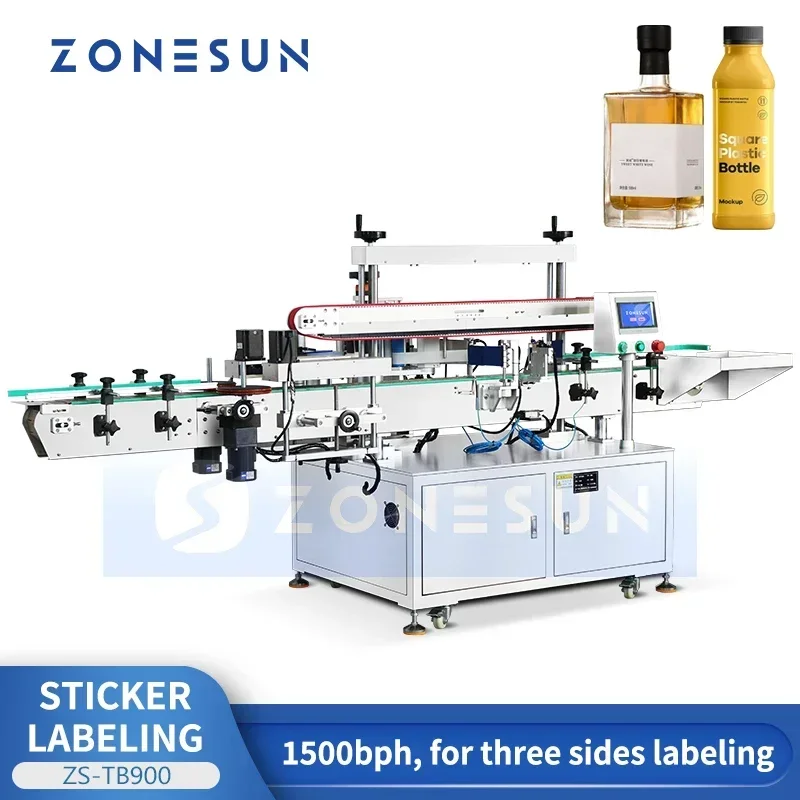 ZONESUN ZS-TB900 Automatic Square Bottle Wrap Around Labeling Machine Label Applicator