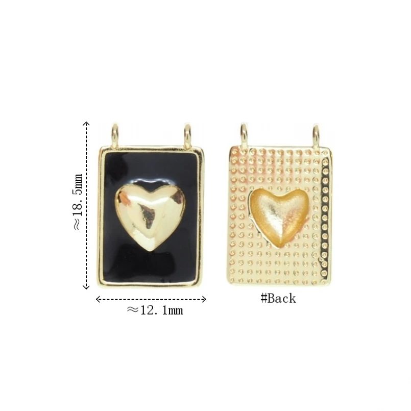 

2Pcs For Her Charms Enamel Black Rectangle Point Pendant Gold Color Copper Approx 12.1x18.5mm Jewelry Special Gift