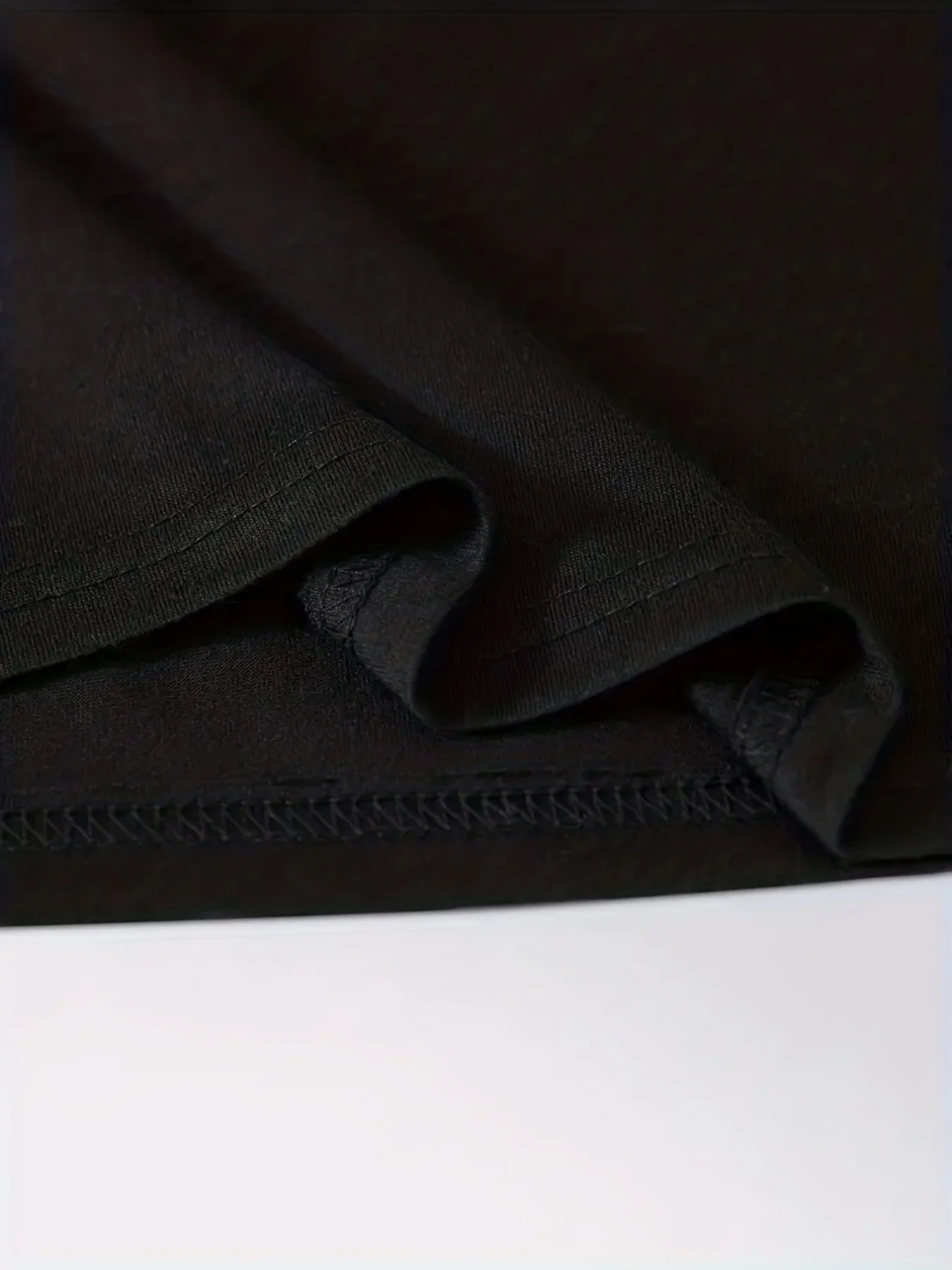 Men's Summer Casual Loose Size 100% Cotton Black Print Round Neck Short Sleeve T-shirt Top image 5