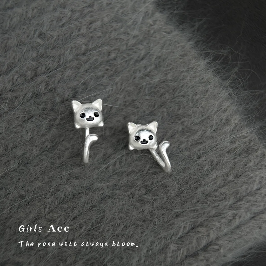 

Trendy Cat Stud Earrings for Women Unique Back Hook Design Korean Style Cute Dangle Earrings Fashionable Exquisite Jewelry Gift