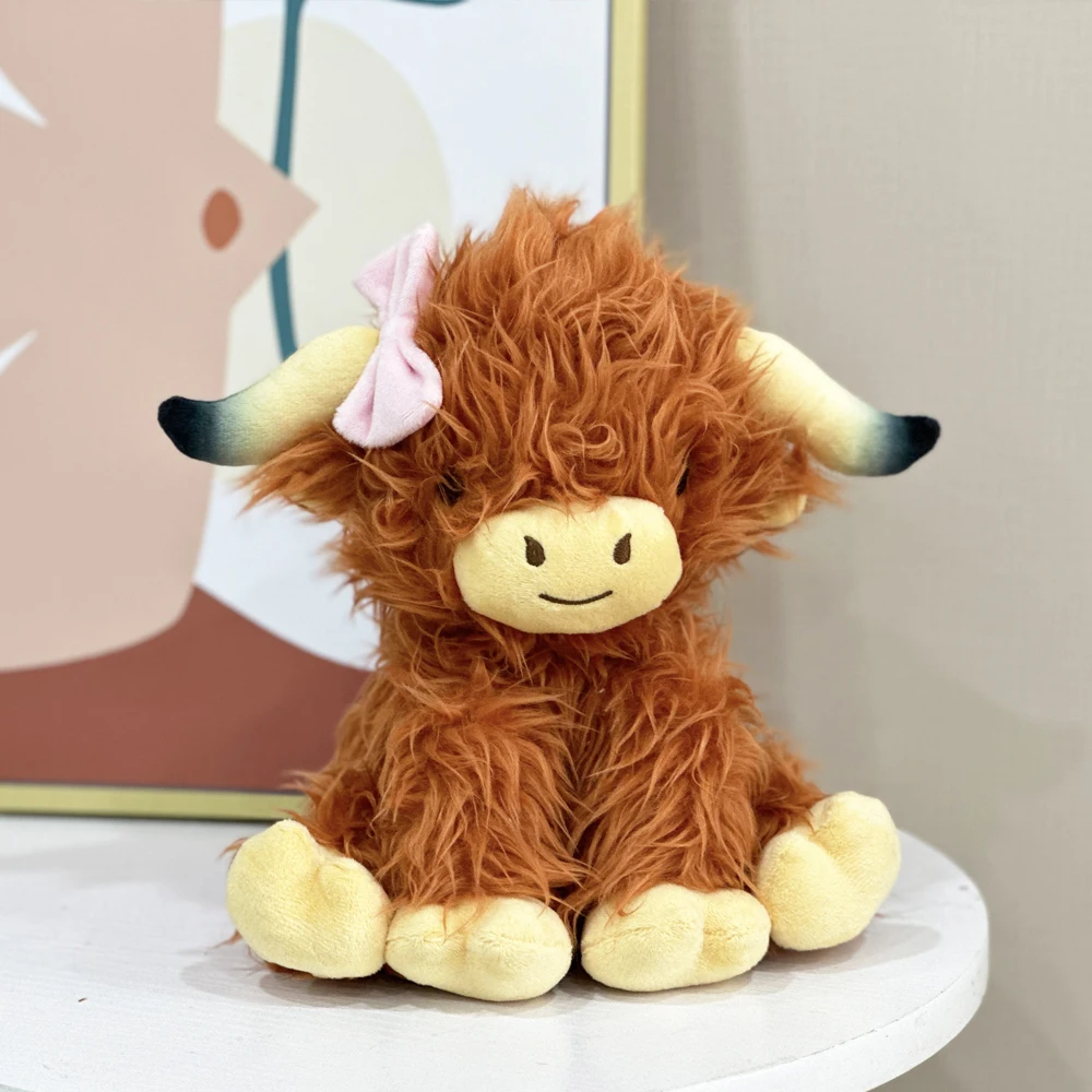 Highland Cow Simulation With Bow Stuffed Throw Pillows for Children's Birthday Presents Home Decorations