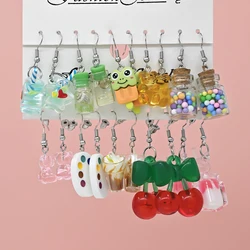 20pcs creative temperament sweet and fresh earrings cherry purple mushroom ice cream pendant earrings