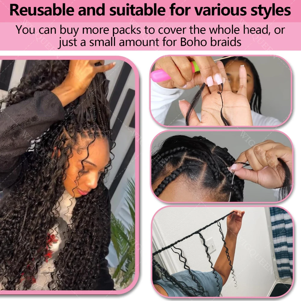 14 بوصة اللوالب الصغيرة مجعد الكروشيه الشعر للنساء السود Knotless قبل فصل ضيق غريب مجعد الكروشيه وصلات شعر بشري