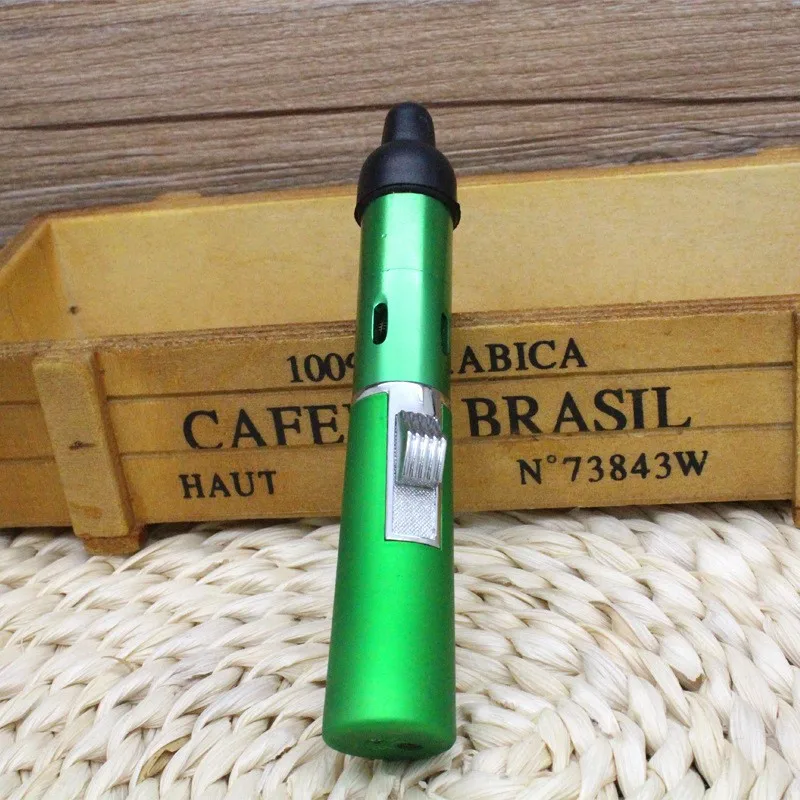Portable Mini Metal Pipe with Volcanic Stone Metal Direct Long Pen Spray Blue Flame Igniter Aromatherapy Lighter Smoking Gift