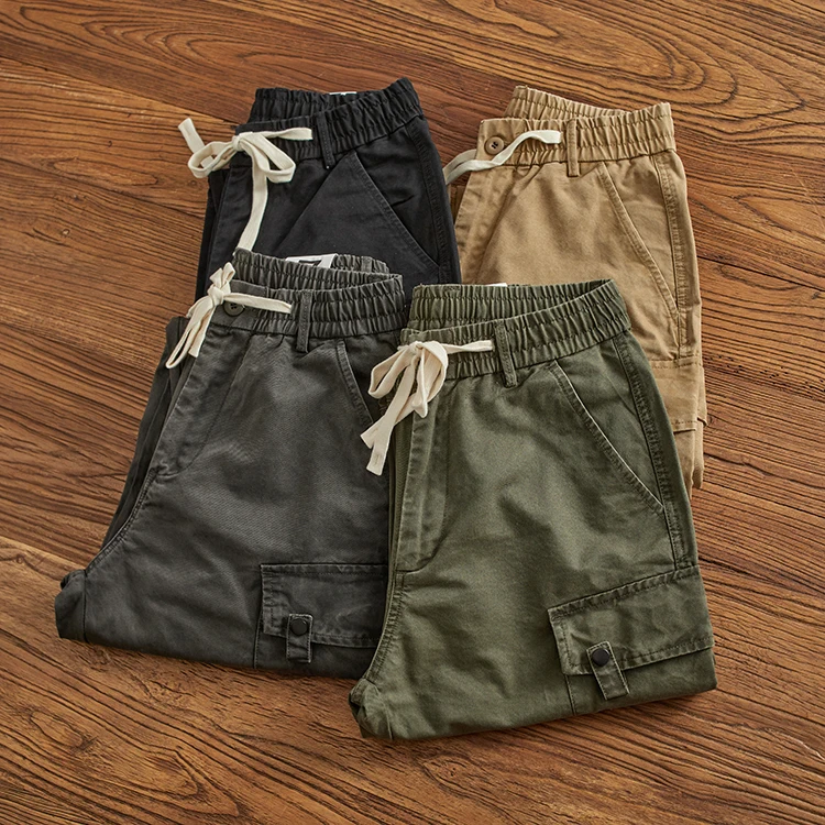 

Waed из чистого хлопка, свободные прямые мужские брюки для спецодежды, модные повседневные брюки цвета хаки, весенний сезон