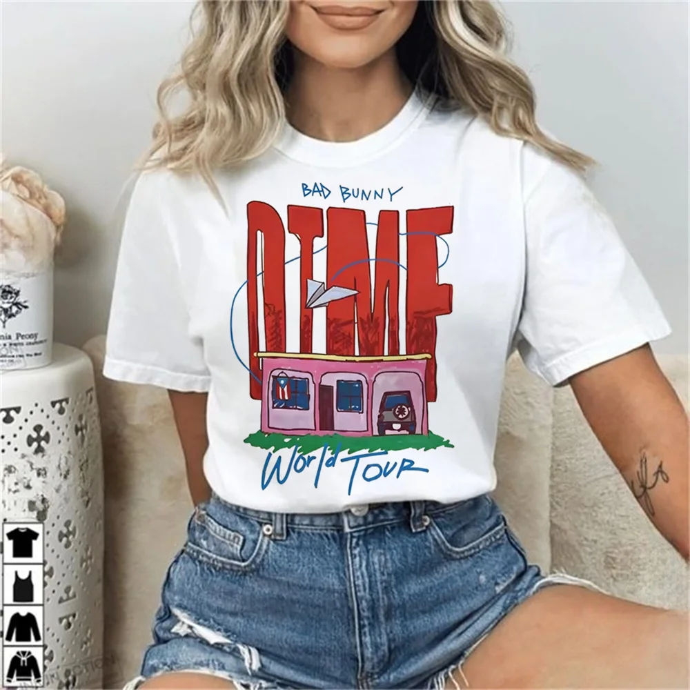 Camiseta feminina Bad Bunny com estampa gráfica Y2k, cultura pop digital, camiseta pastel vintage dos anos 2000, grunge pastel