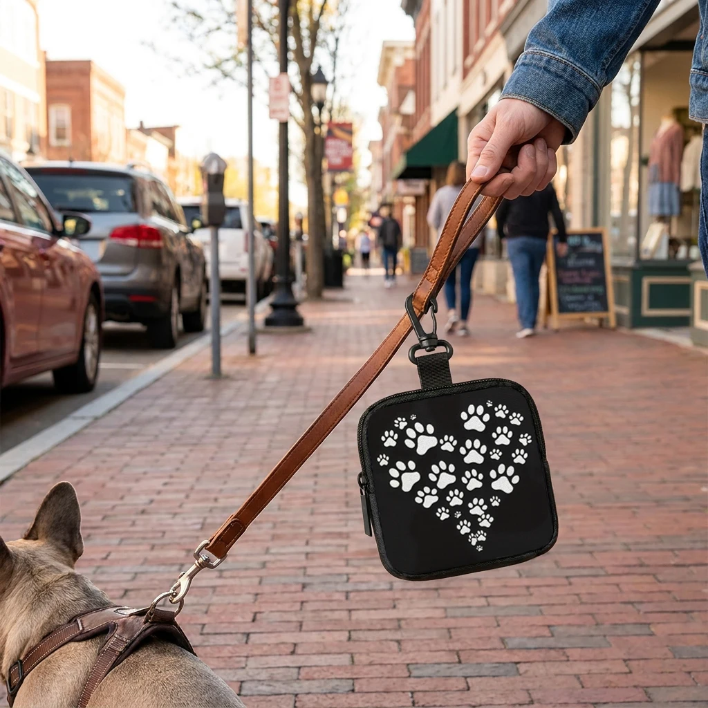 Heart Paw Print Dog Treat Bag Portable Pet Training Snack Pouch For Dog Walking view 2